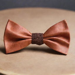 A beautifully crafted bow tie, intricately shaped to resemble a radiant maple leaf.