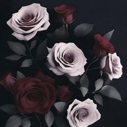 Create a dark romance book cover featuring flowers without any text