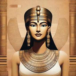 A depiction of Cleopatra, the Queen of Egypt, in an ancient Egyptian setting