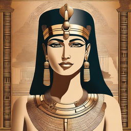 A depiction of Cleopatra, the Queen of Egypt, in an ancient Egyptian setting