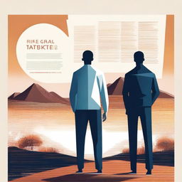 Create a poster featuring two guys standing in front of a landscape made of data