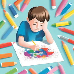 Create an illustration for a magazine cover with the theme 'Children and Eraser