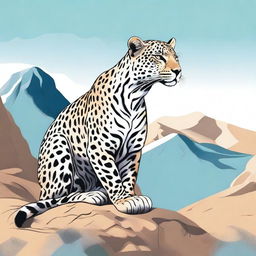 A detailed illustration of an Arabic wild animal, such as an Arabian leopard, in its natural habitat