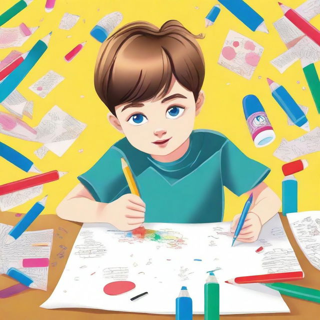 Create an illustration for a magazine cover with the theme 'Children and Eraser