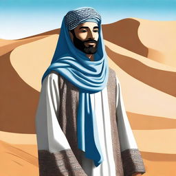 A detailed illustration of an Arabic person in traditional attire