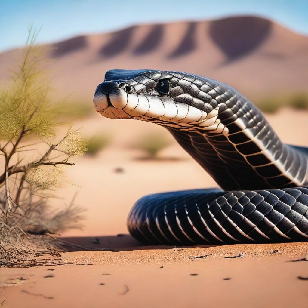 A high-quality, detailed image of an Arabic cobra in its natural habitat