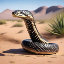 A high-quality, detailed image of an Arabic cobra in its natural habitat