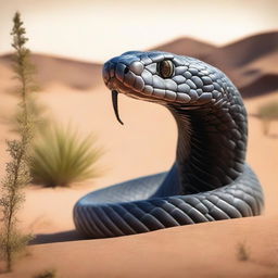 A high-quality, detailed image of an Arabic cobra in its natural habitat