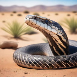 A high-quality, detailed image of an Arabic cobra in its natural habitat