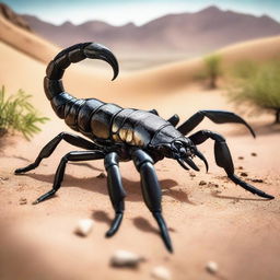 A high-quality, detailed image of an Arabic scorpion in its natural habitat