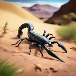 A high-quality, detailed image of an Arabic scorpion in its natural habitat