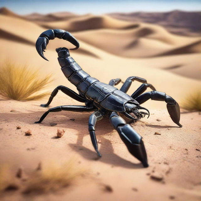 A high-quality, detailed image of an Arabic scorpion in its natural habitat