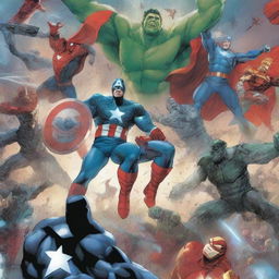 A modern comic cover depicting an epic multiversal battle between the Avengers and the Justice League