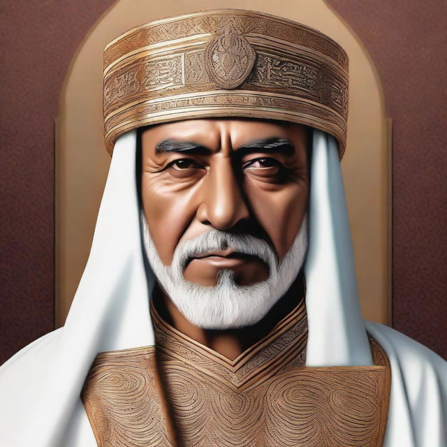 A high-quality, detailed portrait of Grand Chief Amir, an Arabic leader