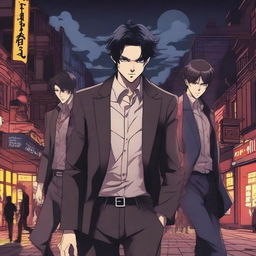 Create a fantasy graphic novel cover titled 'DEVILS NIGHT OUT' in an anime style