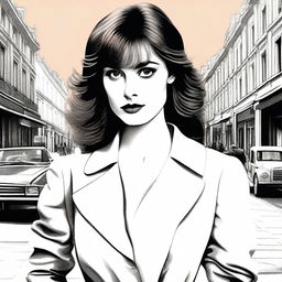 Create an image of a girl inspired by the French actress Valerie Kaprisky, in her 1984 film The Public Woman