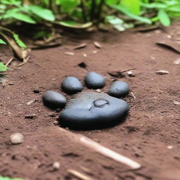 A close-up view of a jaguar paw print on the ground