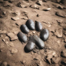 A close-up view of a jaguar paw print on the ground