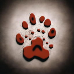 A jaguar paw print made in blood on a dark, gritty surface