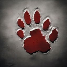 A jaguar paw print made in blood on a dark, gritty surface