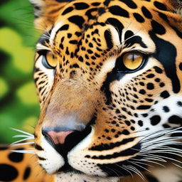 A close-up of a jaguar's spot, showcasing the intricate and unique rosette pattern on its fur