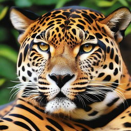 A detailed close-up of a jaguar's rosette spot, showcasing the intricate and unique pattern on its fur