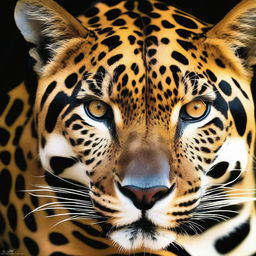 A detailed close-up of a jaguar's rosette spot, showcasing the intricate and unique pattern on its fur