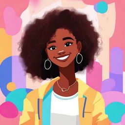 Create a cute 14-year-old black girl with earrings