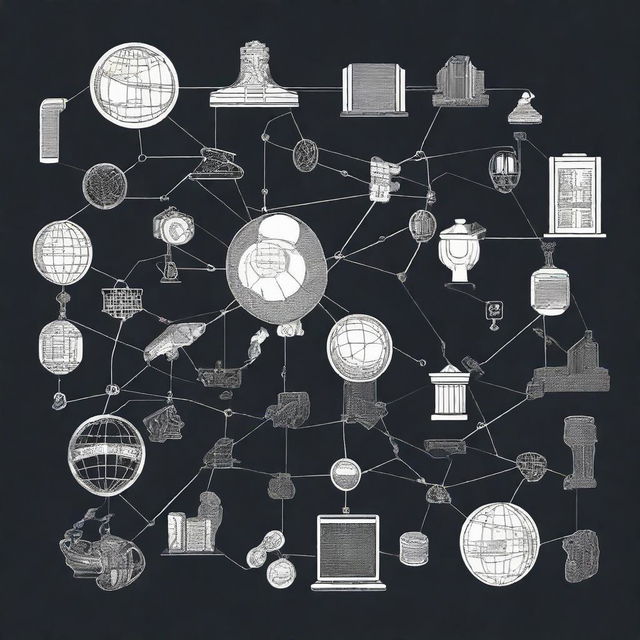 An illustration depicting various economic conspiracy theories