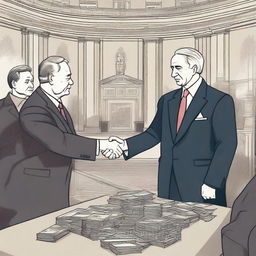 An illustration showing the relationship between politics and wealth