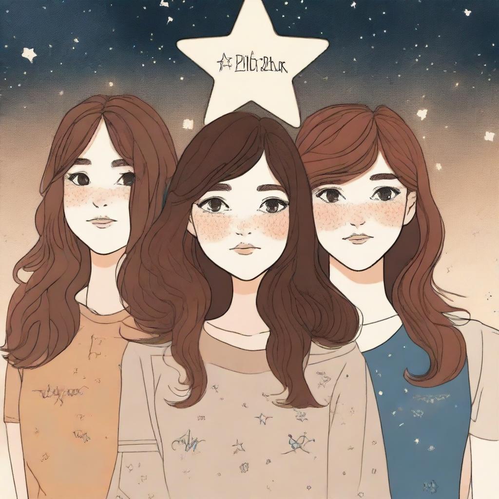 Three girls, one with short brown hair and the others with long hair