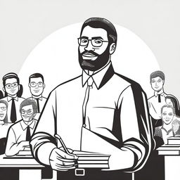 Create a black and white cover featuring illustrations of male teachers