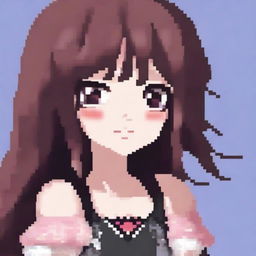 Create a pixel art image of a waifu character