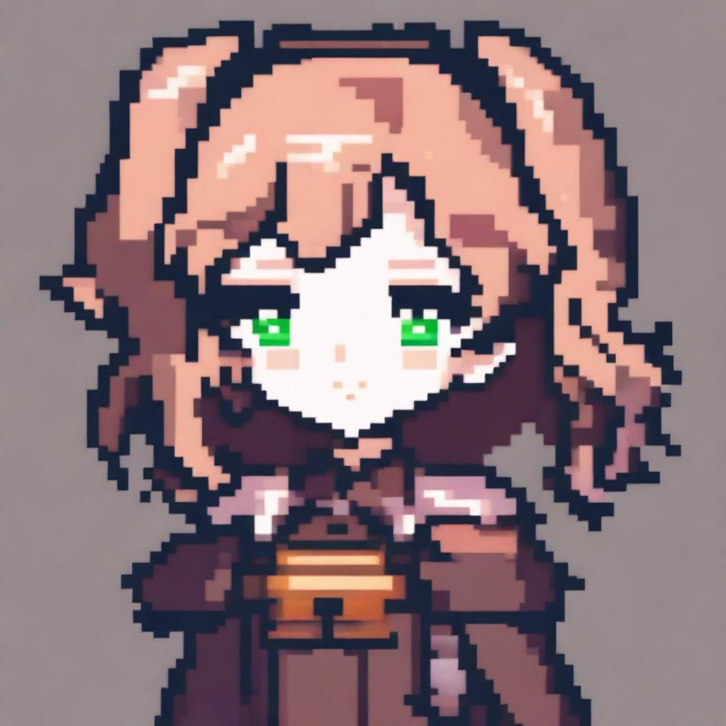 Create a pixel art image of a waifu character