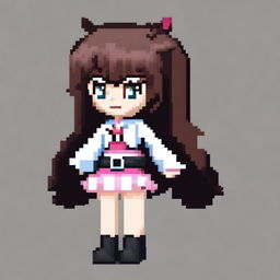 Create a pixel art image of a waifu character