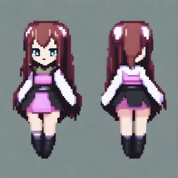 Create a pixel art image of a waifu character