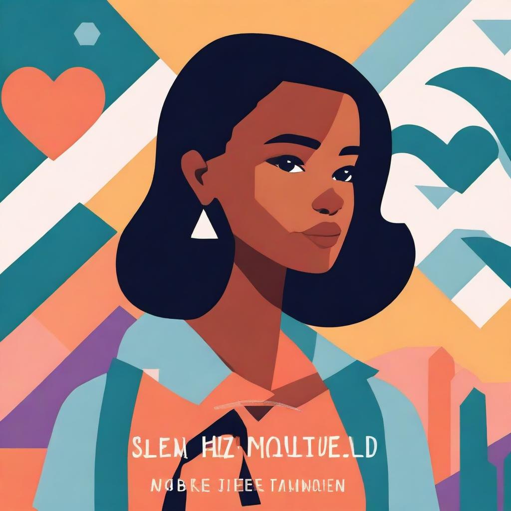 A young adult book cover featuring a geometric graphic design along with a character of a college graduate girl who has been dumped by her boyfriend