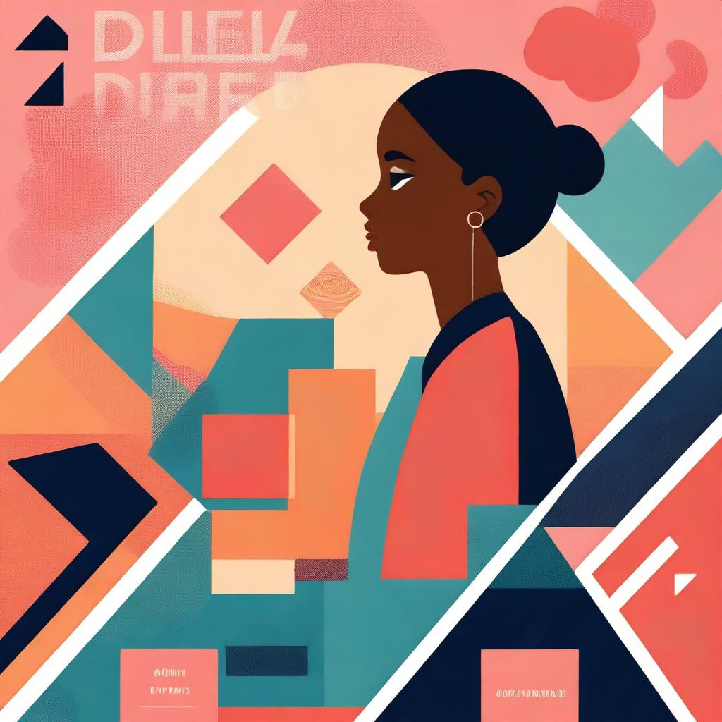 A young adult book cover featuring a geometric graphic design along with a character of a college graduate girl who has been dumped by her boyfriend