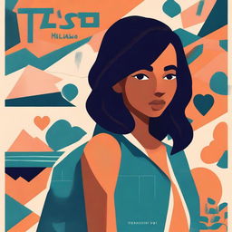 A young adult book cover featuring a geometric graphic design along with a character of a college graduate girl who has been dumped by her boyfriend