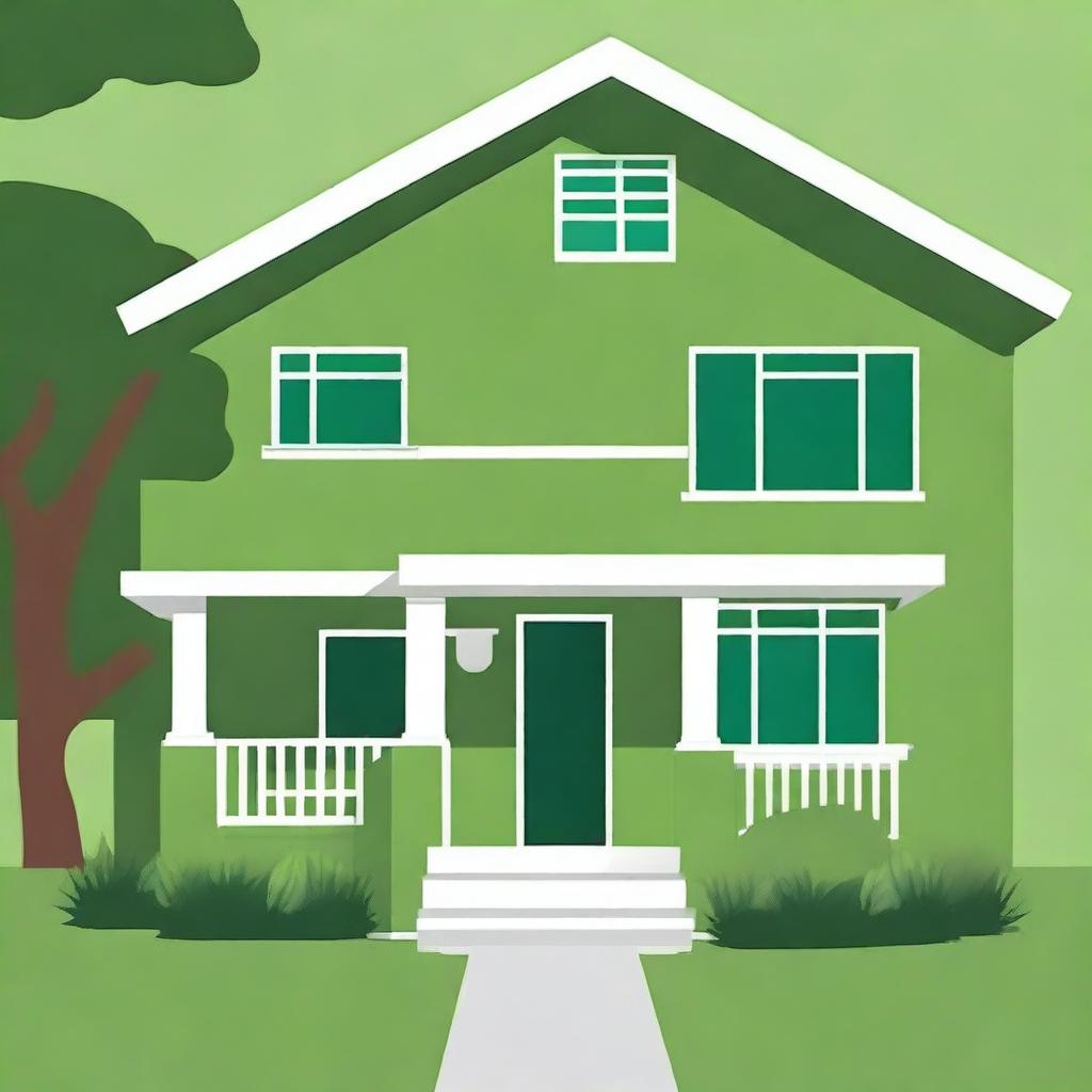 A young adult book cover featuring an olive green, two-level suburban house with a green lawn