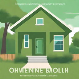 A young adult book cover featuring an olive green, two-level suburban house with a green lawn