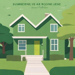 A young adult book cover featuring an olive green, two-level suburban house with a green lawn