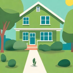 A young adult book cover featuring an olive green, two-level suburban house with a green lawn and a blue sunny sky