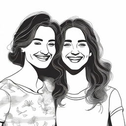 Create a black and white cover featuring illustrations of female friends