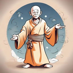 A caricature of a monk with astral arms