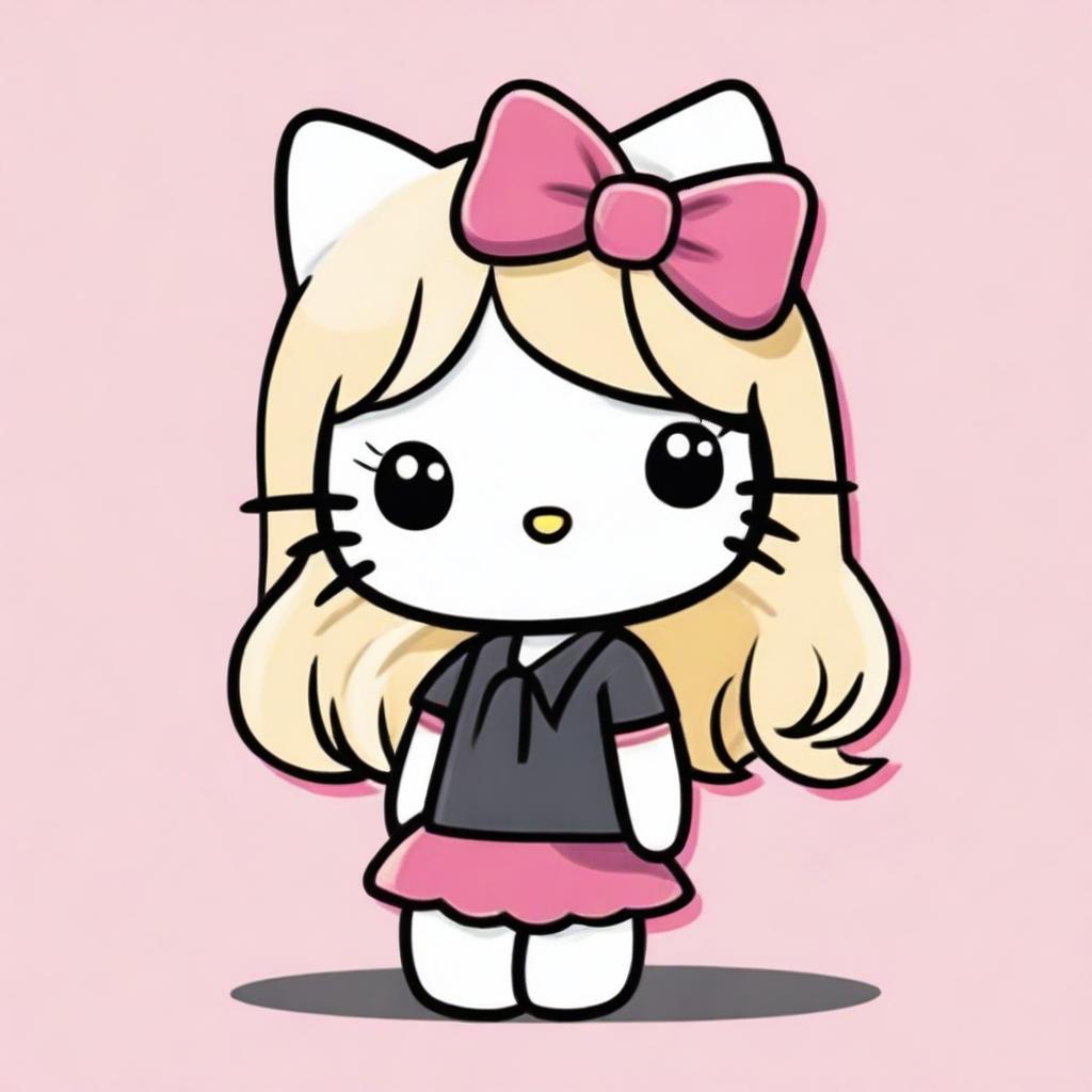 A cute Hello Kitty character with long black hair and a distinctive blonde streak in the front