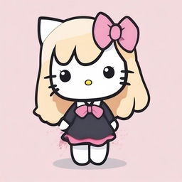 A cute Hello Kitty character with long black hair and a distinctive blonde streak in the front