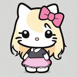 A cute Hello Kitty character with long black hair and a distinctive blonde streak in the front