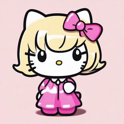 A cute Hello Kitty character with long black hair and a distinctive blonde streak in the front