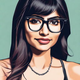 A portrait of Mia Khalifa, a former adult film actress and media personality, depicted in a respectful and tasteful manner